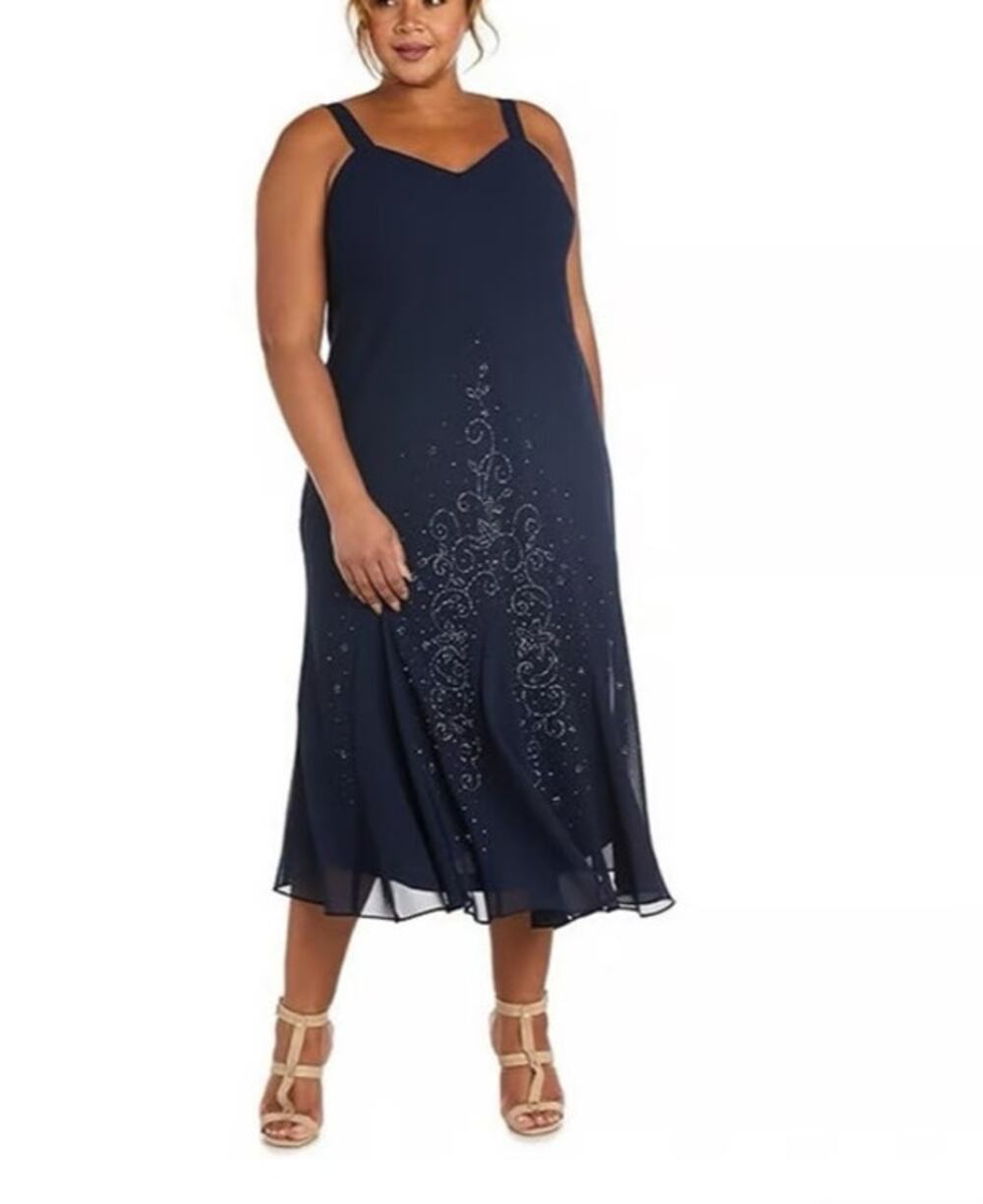 Dressbarn Black Whimsigoth Beaded Maxi Slip Dress Dark Gothic Evening Gown 14W